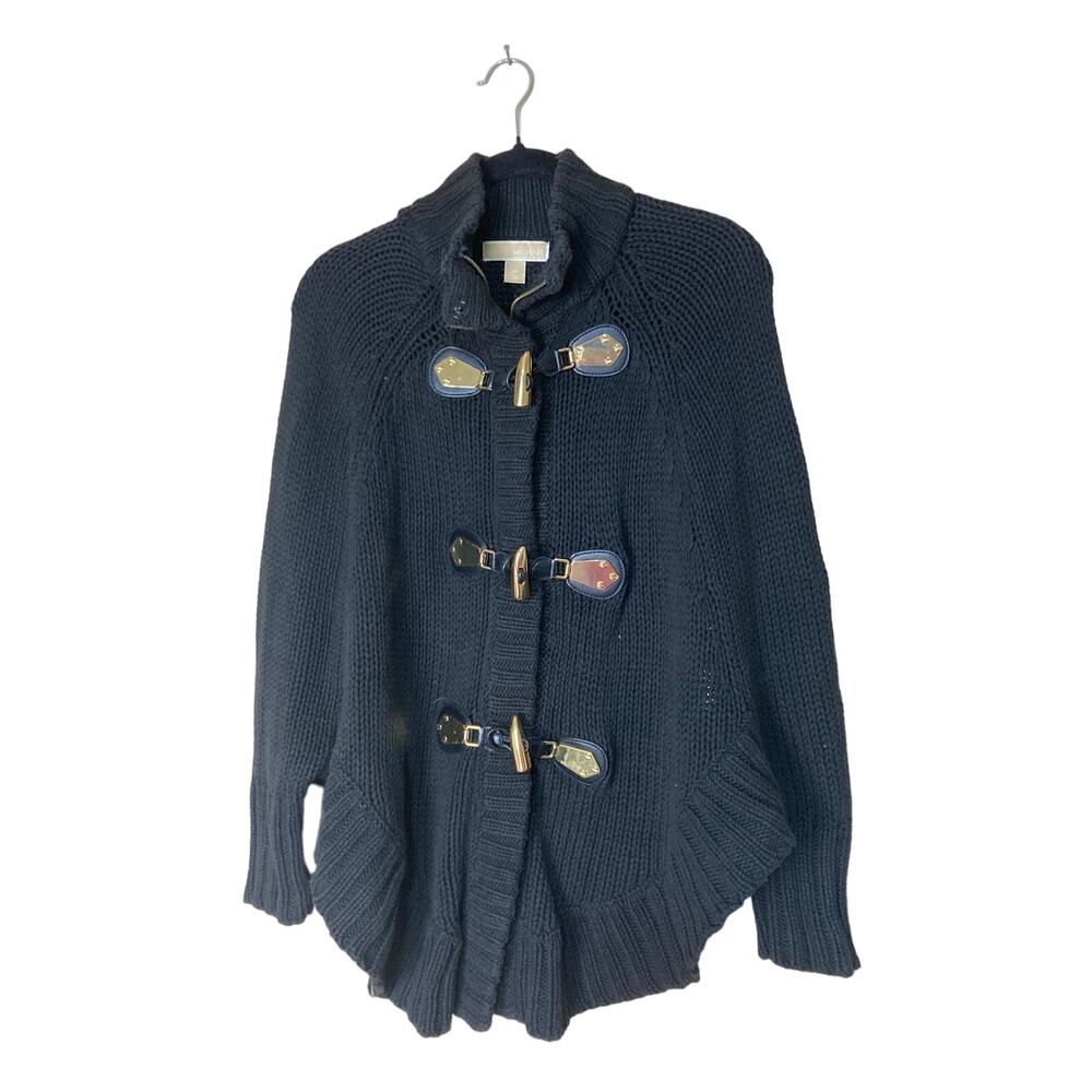 Michael Kors Poncho Style Sweater Coat with Gold Tone Toggles‎ XS